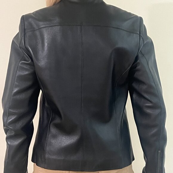 Ladies Black Leather jacket with pockets, made by Caslon, size Petite Small - Picture 5 of 11